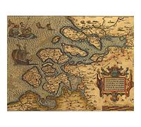 Wee Blue Coo Map Old Vintage Netherlands Dutch Brabant North Sea Large Art Print Poster Wall Decor 18x24 inch