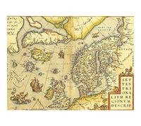 Wee Blue Coo Map Old Vintage North Atlantic Scandinavia Iceland UK Canvas Print