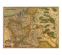 Wee Blue Coo Map Old Vintage Poland Livonia Baltic Coast Illustrated Large Art Print Poster Wall Decor 18x24 inch