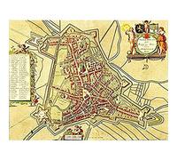 Wee Blue Coo Map Old Vintage S'hertogenbosch Netherlands Duke Forest Large Art Print Poster Wall Decor 18x24 inch