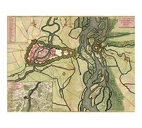 Wee Blue Coo Map Old Vintage Strasbourg France River City Inset Canvas Print