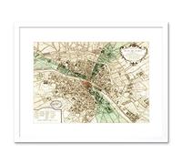 Wee Blue Coo Map Plan De Paris France New Art Picture Framed Wall Art Print