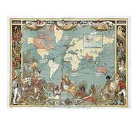 Wee Blue Coo Map Repro Antique 1547 Portuguese Europe North Africa Large Art Canvas Print