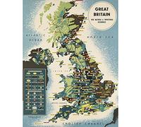 Wee Blue Coo Map UK North Sea Great Britain Natural Industrial Resources Art Print Poster Wall Decor 12X16 Inch