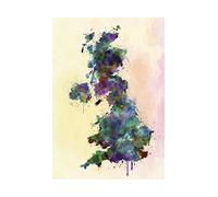 Wee Blue Coo Map United Kingdom Northern Ireland Paint Splash Colour Wall Art Print