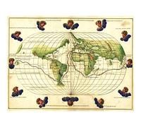 Wee Blue Coo Map World Globe Antique Circumnavigation Art Canvas Print