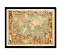 Wee Blue Coo Maps British Empire 1886 Imperial Illustrated People World Art Print Framed Poster Wall Decor 12X16 Inch
