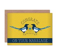 Wee Blue Coo MARRIAGE MAGPIE TWO JOY ART GREETINGS GREETING CARD GIFT