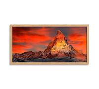 Wee Blue Coo Matterhorn Mountain Sunset Red Long Panel Framed Wall Art Print