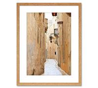 Wee Blue Coo Mdina Malta Historic Narrow Back Street Photo Framed Wall Art Print