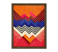 Wee Blue Coo Memphis Design Geometric Retro Abstract Orange Red Blue Cream Painting Artwork Framed Wall Art Print 18X24 Inch