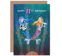 Wee Blue Coo Mermaid Music Birthday 11th Greetings Card