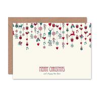 Wee Blue Coo MERRY CHRISTMAS DECORATION BLANK GREETINGS CARD ART