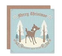 Wee Blue Coo MERRY CHRISTMAS DEER VINTAGE BLANK GREETINGS BIRTHDAY CARD ART