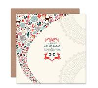 Wee Blue Coo MERRY CHRISTMAS HAPPY NEW YEAR DEER STREAM BLANK GREETINGS CARD