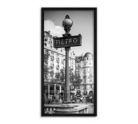Wee Blue Coo Metro Sign Paris Long Panel Framed Wall Art Print