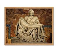 Wee Blue Coo Michelangelo Pieta 1499 Old Master Painting Art Print Framed Poster Wall Decor 12X16 Inch