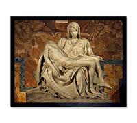 Wee Blue Coo Michelangelo Pieta 1499 Old Master Painting Art Print Framed Poster Wall Decor 12X16 Inch