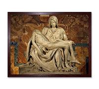 Wee Blue Coo Michelangelo Pieta 1499 Old Master Painting Art Print Framed Poster Wall Decor 12X16 Inch
