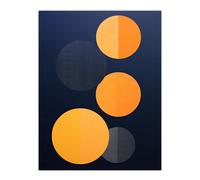 Wee Blue Coo Midnight Pumpkin Blue Orange Abstract Circles Extra Large XL Wall Art Poster Print