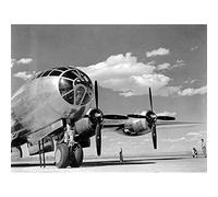 Wee Blue Coo Military Air Plane Bomber B-29 Propellor Cockpit Black White Art Print Poster Wall Decor 12X16 Inch