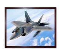 Wee Blue Coo Military Air Plane Bomber Fighter Jet Fly F-22 Raptor Art Print Framed Poster Wall Decor 12X16 Inch