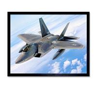 Wee Blue Coo Military Air Plane Bomber Fighter Jet Fly F-22 Raptor Art Print Framed Poster Wall Decor 12X16 Inch