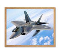 Wee Blue Coo Military Air Plane Bomber Fighter Jet Fly F-22 Raptor Art Print Framed Poster Wall Decor 12X16 Inch