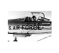 Wee Blue Coo Military Air Plane Fighter Black White Chuck Yeager Nf-104 Wall Art Print