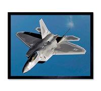 Wee Blue Coo Military Air Plane Fighter Jet F22 Raptor Usaf Art Print Framed Poster Wall Decor 12X16 Inch