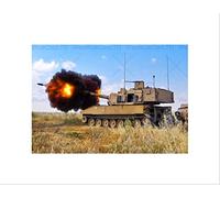Wee Blue Coo Military Exercise Firing Shell Blast M109a6 Paladin Wall Art Print