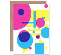 Wee Blue Coo Minimalist Abstract Geometric Shapes Bright Blank Greeting Card