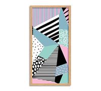 Wee Blue Coo Minimalist Abstract Memphis Style Long Panel Framed Wall Art Print