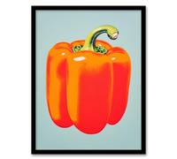 Wee Blue Coo Minimalist Bell Pepper Kitchen Orange Artwork Framed Wall Art Print A4