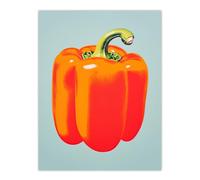 Wee Blue Coo Minimalist Bell Pepper Kitchen Orange Extra Large XL Wall Art Poster Print