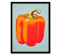 Wee Blue Coo Minimalist Bell Pepper Kitchen Orange Living Room Wall Art Print - A4 Size