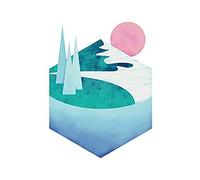 Wee Blue Coo Minimalist Mountains Lake Sunset Unframed Art Print Poster Wall Decor 12X16 Inch