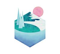 Wee Blue Coo Minimalist Mountains Lake Sunset Unframed Wall Art Print Poster Home Decor Premium