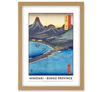Minosaki Bungo Province Utagawa Hiroshige Japan Woodblock Classic Collection Artwork Framed Wall Art Print A4 Artery8 Light Oak One Size