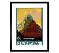Wee Blue Coo Mitre Peak Milford Sound New Zealand Lake Cloud Picture Framed Wall Art Print
