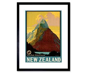 Wee Blue Coo Mitre Peak Milford Sound New Zealand Lake Cloud Picture Framed Wall Art Print