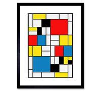 Wee Blue Coo Mondrian Abstract Cubes Squares Old Master Framed Wall Art Print