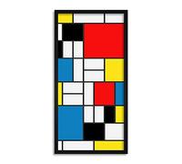 Wee Blue Coo Mondrian Composition Red Yellow Blue Black Long Panel Framed Wall Art Print