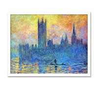 Wee Blue Coo Monet London Parliament Winter Old Master Painting Art Print Framed Poster Wall Decor 12X16 Inch