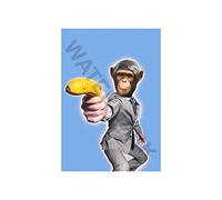 Wee Blue Coo Monkey Banana Gun Man Blue Wall Art Wall Art Print