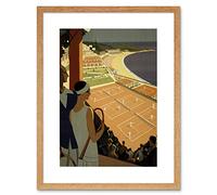 Wee Blue Coo Monte Carlo Monaco Tennis Vintage Artwork Framed Wall Art Print 9X7 Inch