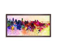 Wee Blue Coo Montreal Skyline Paint Splash Cityscape Long Panel Framed Wall Art Print