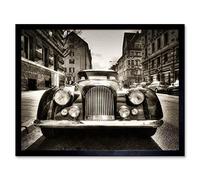Wee Blue Coo Morgan Oldtimer Vintage Car Black White Art Print Framed Poster Wall Decor 12X16 Inch
