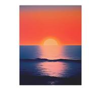 Wee Blue Coo Morning Glory Sunset on Sea Orange Blue Large Wall Art Poster Print Thick Paper 18X24 Inch