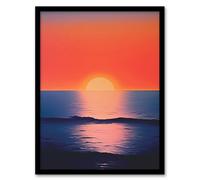 Wee Blue Coo Morning Glory Sunset On Sea Orange Blue Living Room Wall Art Print - A4 Size